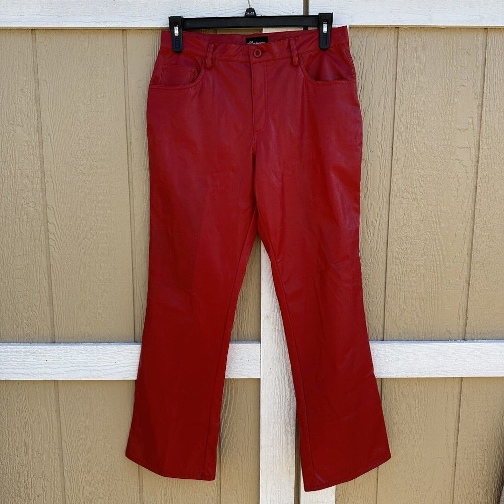 Vintage Y2K No Boundaries Red Faux Leather PVC Bootcut Pants Junior’s Size 13